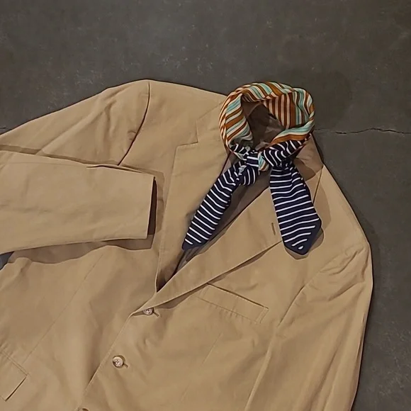 POLO BY RALPH LAUREN TAN 100% COTTON SPORT COAT BLAZER MADE IN ITALY - Picture 12 of 13